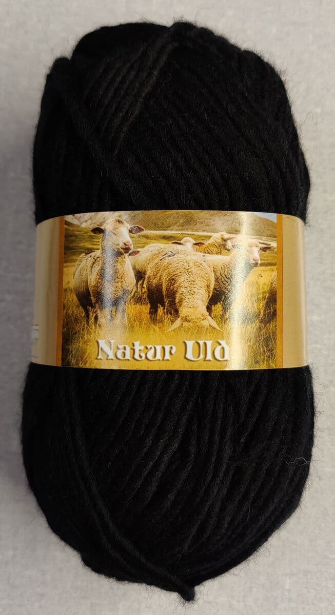 Natur Uld 100g Hjertegarn- Musta 1990