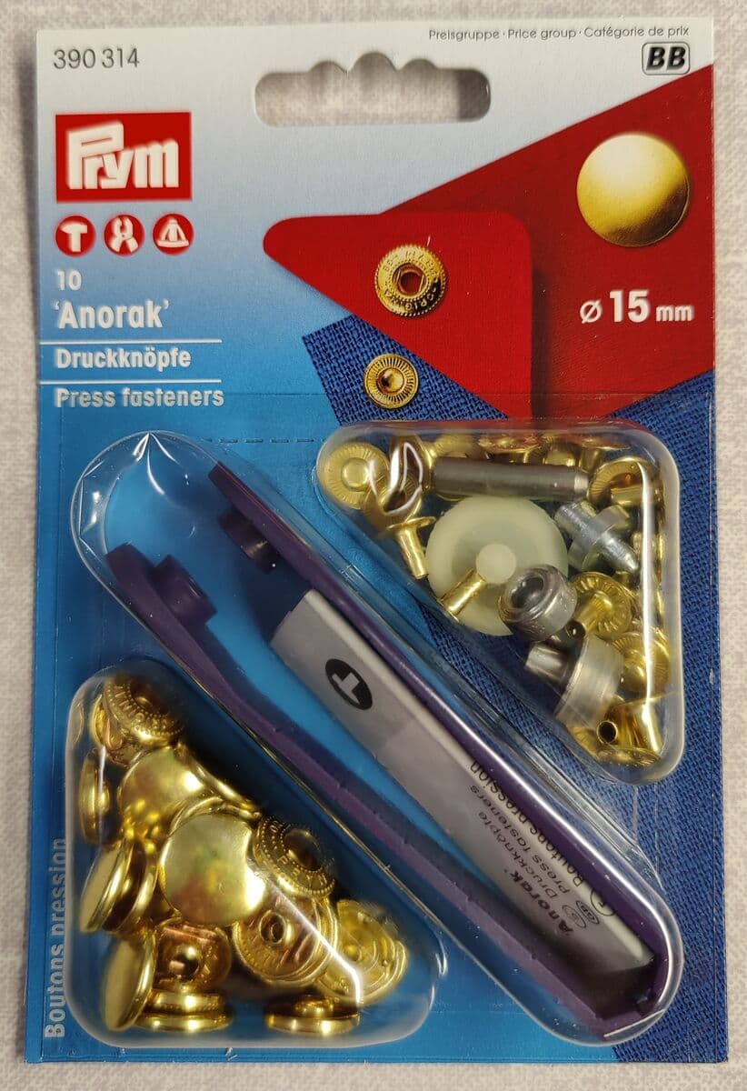 Anorak neppari, 15mm, kulta, Prym390314