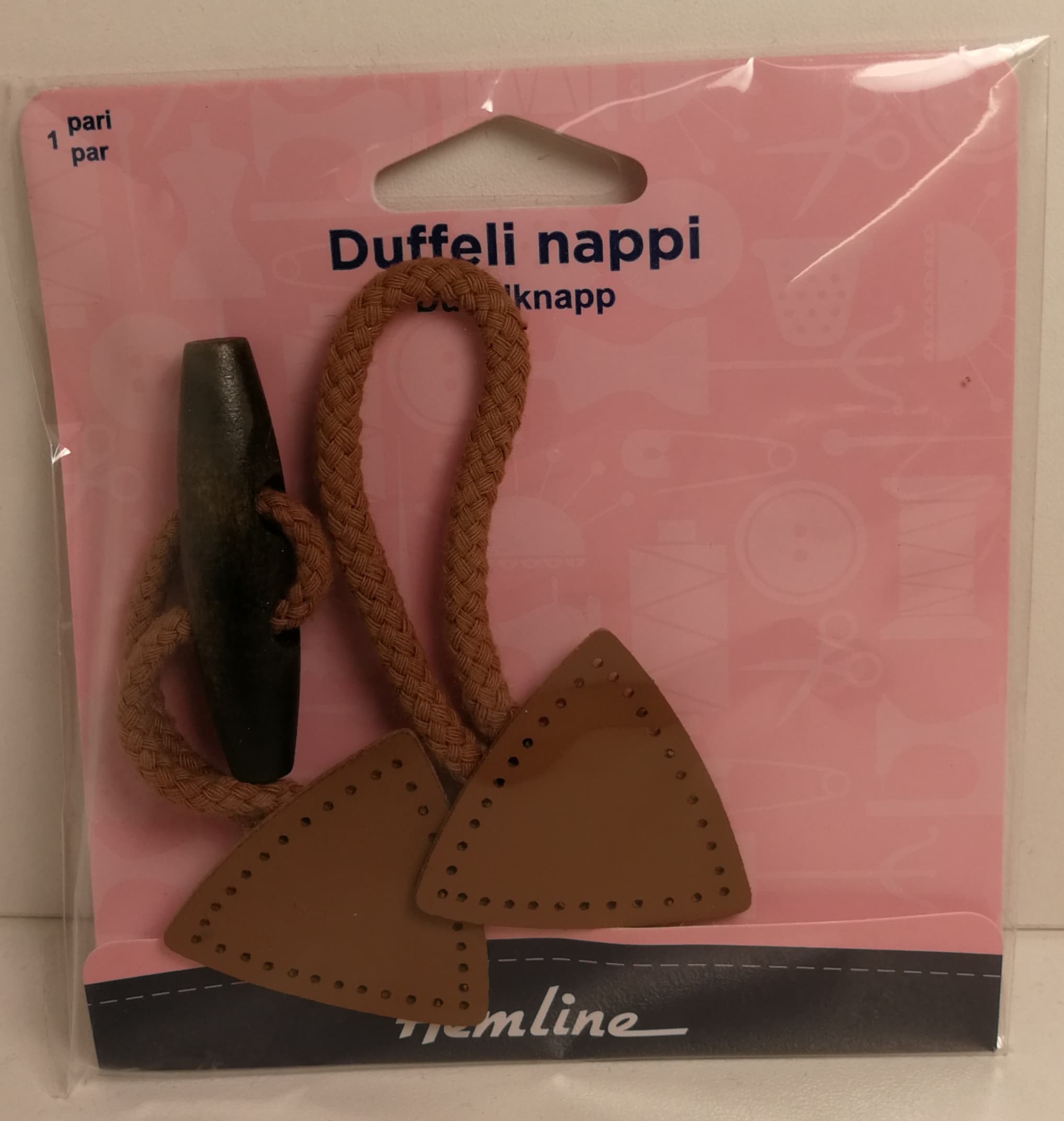 Duffeli nappi, ruskea, Hemline